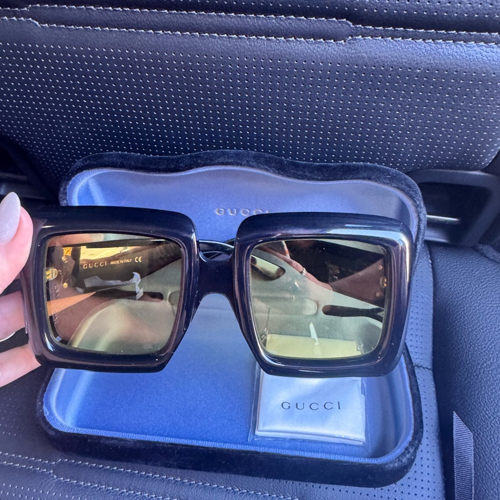 SOLD! Gucci Oversized Square Sunglasses with Yellow Lenses - NWOT! Case and COA!